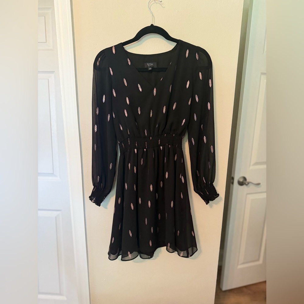 MSK black Feather mini dress